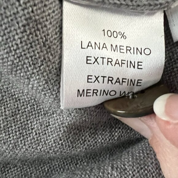 Thom Sweeney Merino Wool Button Down Sweater Vest Gray Knitwear Size Large - Picture 7 of 8